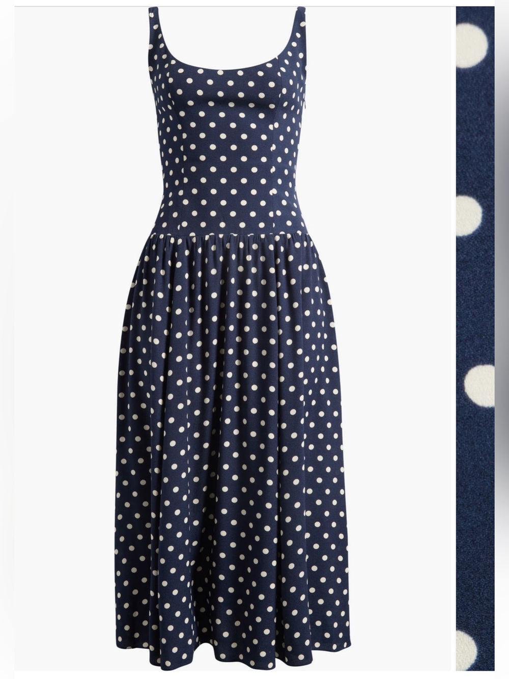 Reformation Bellarosa Polka Dot Midi Dress in Orion Dot Blue White Size 6 - Picture 3 of 7